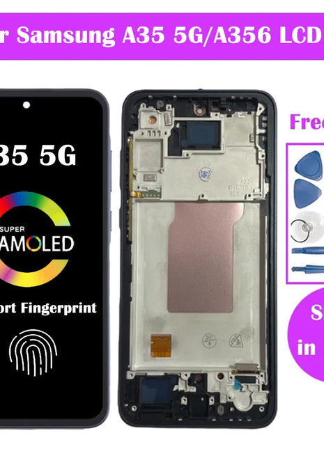 Super AMOLED Pantalla A35 5G Samsung LCD A356B A356E A356U Display Touch Screen Digitizer Per Samsung A35 LCD Parti di Ricambio