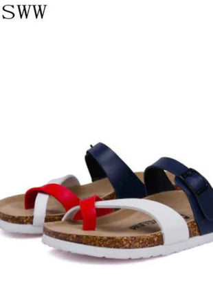 28 colori New Summer Beach Infradito in sughero Sandali Donna Pu Leather Colore misto Scarpe da pantofola per San Valentino all'aperto