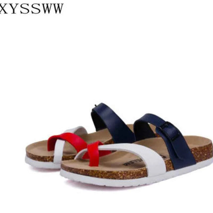 28 colori New Summer Beach Infradito in sughero Sandali Donna Pu Leather Colore misto Scarpe da pantofola per San Valentino all'aperto