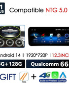 Android 14 Wireless CarPlay For Mercedes Benz C Class W205 Screen Android Auto Multimedia Navigation GPS SWC DSP 4G WiFi