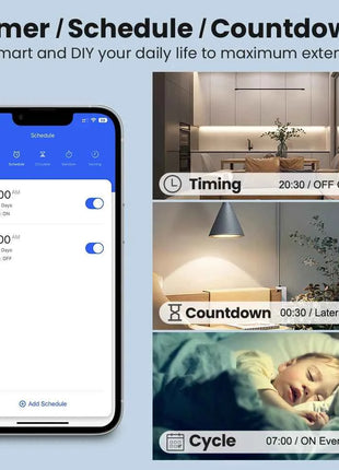 16A Tuya WiFi Smart Switch 2-way Control with Energy Monitor Switch Mini Smart Breaker Smart Life Control  Alexa Via Google Home