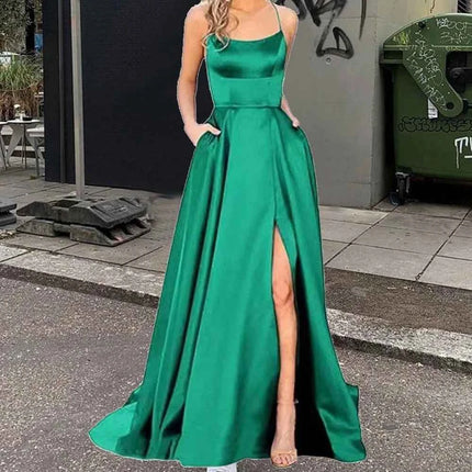 Nuovo per le donne Abito elegante Moda estiva Festa notturna Formale Abito da sera lungo con spalline Abiti da sposa eleganti