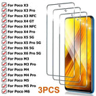 3PCS Vetro di Protezione per Poco X3 X4 GT X5 X6 Pro NFC 5G Protezione Dello Schermo per Xiaomi Poco M6 M5 M5S M4 M3 M2 Pro Pellicola di Vetro