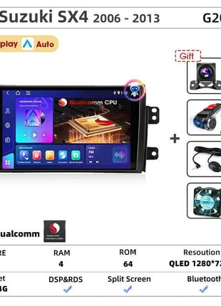 Srnubi Car Radio For Suzuki SX4 Cross 2006-2013 For Fiat Sedici Carplay Android Auto Radio Multimedia Player 4G Wifi GPS 2 Din