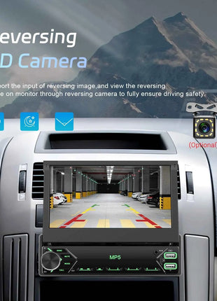 Hikity Multimedia Player Mirror Link 7'' HD Manual Retractable Touchscreen Universal MP5 Car Player BT FM TF Colorful Backlight