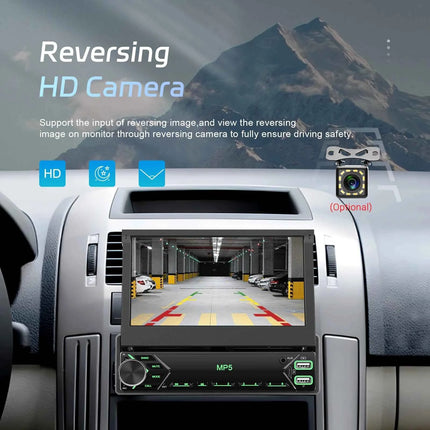 Hikity Multimedia Player Mirror Link 7'' HD Manual Retractable Touchscreen Universal MP5 Car Player BT FM TF Colorful Backlight