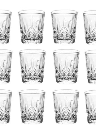Set Bicchieri in Vetro Inciso 50ml con Rilievi per Spirits Tè e Acqua - 2/4/6/8/12 Pezzi