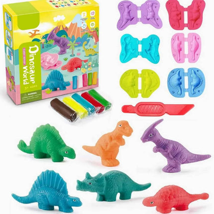 Yeahbo Argilla Polimerica Senza Cottura, Plastilina Bambini Dinosauri Giocattolo per 3 4 5 6 Anni, Argilla da Modellare Pasta Modellabile Attrezzi e Accessori, Giochi Regalo Bambini Bambina