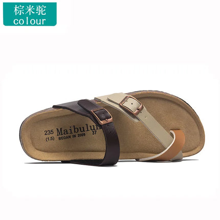 28 colori New Summer Beach Infradito in sughero Sandali Donna Pu Leather Colore misto Scarpe da pantofola per San Valentino all'aperto