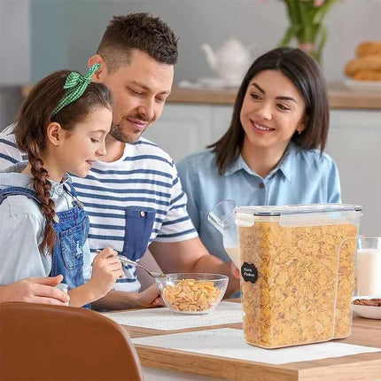 4L Cereal Storage Containers with Lids 1/2/4pcs Airtight Food Moistureproof Tank with Label Stickers Kitchen Organization Box