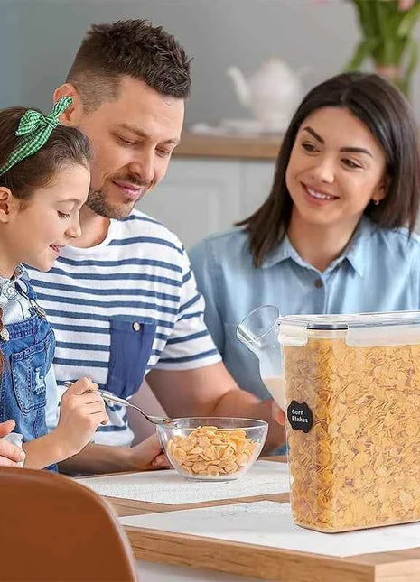 4L Cereal Storage Containers with Lids 1/2/4pcs Airtight Food Moistureproof Tank with Label Stickers Kitchen Organization Box