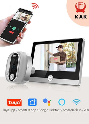 Tuya 1080P WiFi Door Bell Camera Google Alexa Smart Life Video Peephole PIR Motion Detector Digital Door Viewer con citofono