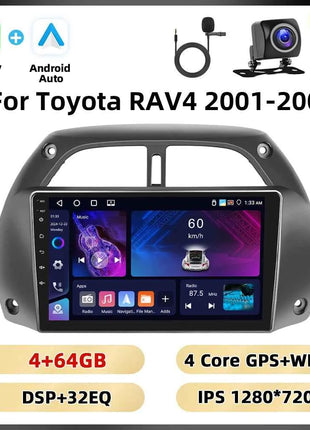 Podofo 8Core 2Din Car Stereo For Toyota RAV4 2001-2006 Multimedia Player WIFI 4G AI Voice BT Carplay Android Car Radio RDS