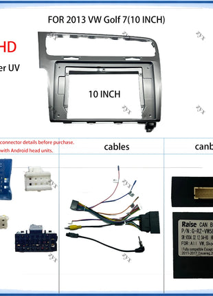 Cornice per autoradio per VW Golf 7 MK7 2013, pannello stereo da 10 pollici, cablaggio e decoder Canbus