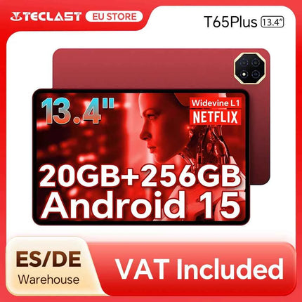 Teclast T65 Plus Tablet 13.4" 120Hz IPS Android 15 20GB RAM (8GB+12GB) 256GB ROM Helio G99 10000mAh 18W Ricarica rapida GPS T65Plus