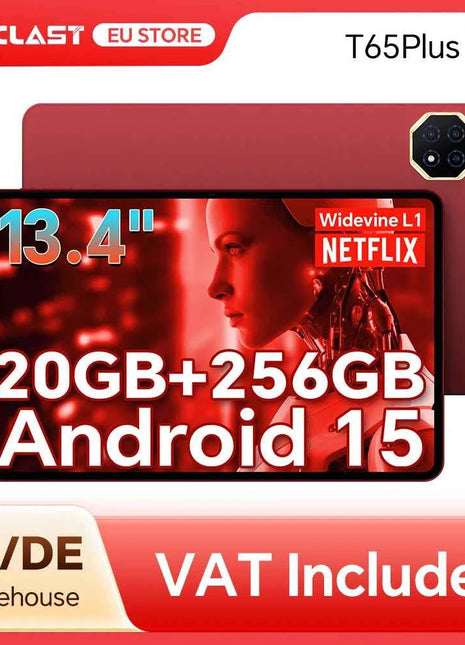 Teclast T65 Plus Tablet 13.4" 120Hz IPS Android 15 20GB RAM (8GB+12GB) 256GB ROM Helio G99 10000mAh 18W Ricarica rapida GPS T65Plus