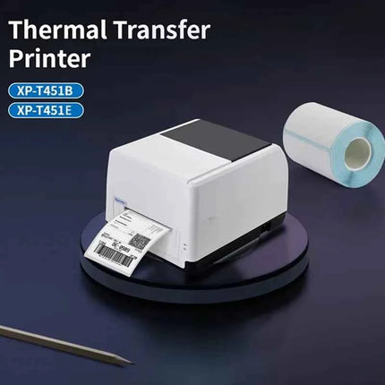 XP-T451B 451E 4-Inch Thermal Transfer Printer Thermal Printer High-Speed for Clothing Jewelry Greeting Cards Wash Labels