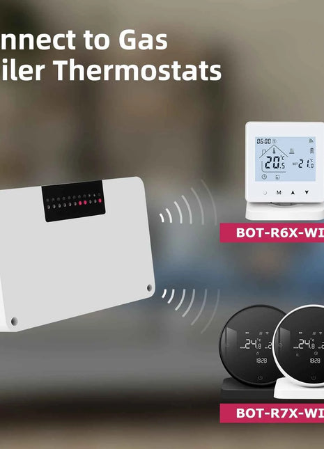 Beok wireless Thermostat Controller Heating Wifi Smart Home 8-Channel Heating System for Gas Boiler Water Floor Actuator