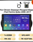Podofo 2Din 8 + 128G Car Radio For Citroen Nemo/Peugeot Bipper/Fiat Fiorino Qubo 2008-2017 Android Auto Carplay GPS RDS Car Stereo