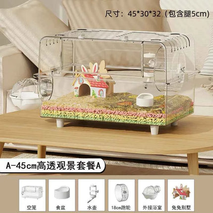 ‌Premium Hamster Cage, Thickened Acrylic Gerbil Mansion, Chew-Proof Luxury Habitat with Large Space, Ventilated Small Pet Home
