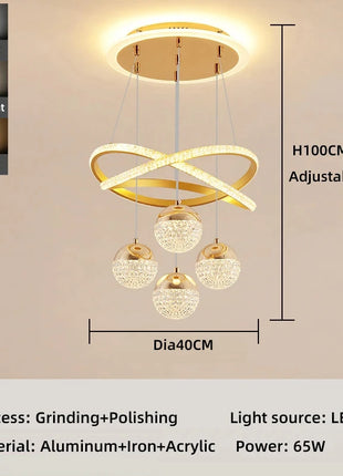 Lampada a sospensione a sfera in cristallo imitazione acrilico di lusso Nordic Lustre Home Deco Sala da pranzo Lampadario a soffitto Apparecchio per isola della cucina