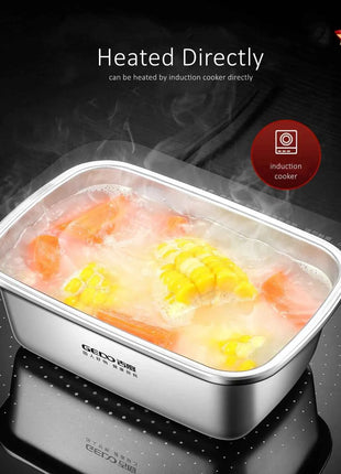 LFGB Certification 304 Stainless Steel Kitchen Food Preservation Box Air Out Slight Vaccum Crisper Well Sealed Seafood Container