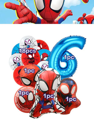 Set Decorazioni per Festa di Compleanno Spidey e Amici, Articoli per la Tavola, Bicchieri, Piatti, Palloncini, Striscione, Sacchetti Regalo, Decorazioni per Torte, Accessori per Bambini