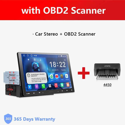 10 inch Android Car Stereo Single 1 Din Retractable Screen Apple CarPlay Android Auto 1Din Car Bluetooth Radio Head Unit