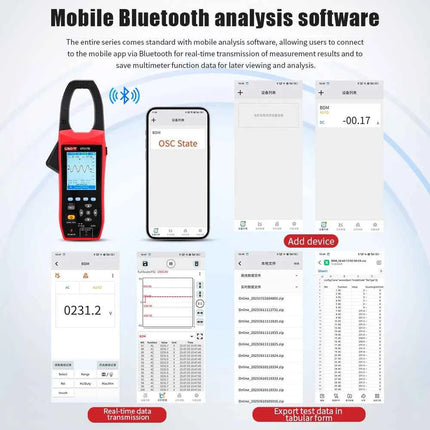 UNIT UT217B 3 in 1 1000A AC/DC Clamp Meter+ Oscilloscope Bluetooth Recorder Function 18650 Lithium Battery NCV Digital Multimet