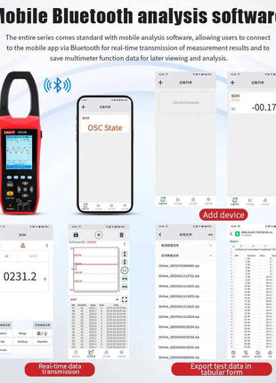 UNIT UT217B 3 in 1 1000A AC/DC Clamp Meter+ Oscilloscope Bluetooth Recorder Function 18650 Lithium Battery NCV Digital Multimet