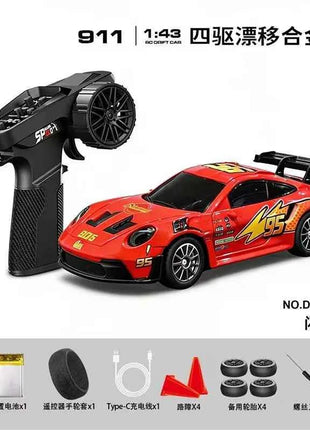 Professional 1:43 RC Drift Car with ESP Gyroscope Full Proportional Control 4WD Metal Body 2 Sets Tires for Realistic Drifting