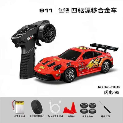 Professional 1:43 RC Drift Car with ESP Gyroscope Full Proportional Control 4WD Metal Body 2 Sets Tires for Realistic Drifting