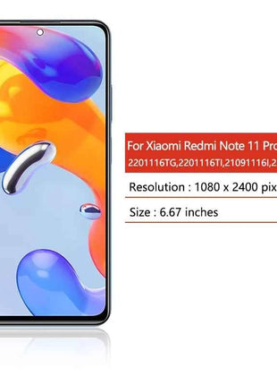 High Quality For Xiaomi Redmi Note 11 Pro LCD 2201116TG Touch Screen Digitizer with Frame For Redmi Note11Pro 5G 21091116I LCD