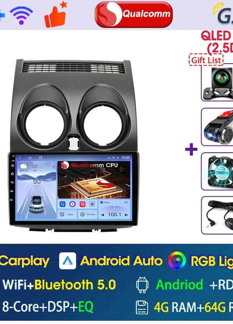 Srnubi Android Qualcomm 8 Core Carplay Auto Stereo For Nissan Qashqai J10 2006 - 2013 Carplay 4G GPS Wifi Car Multimedia