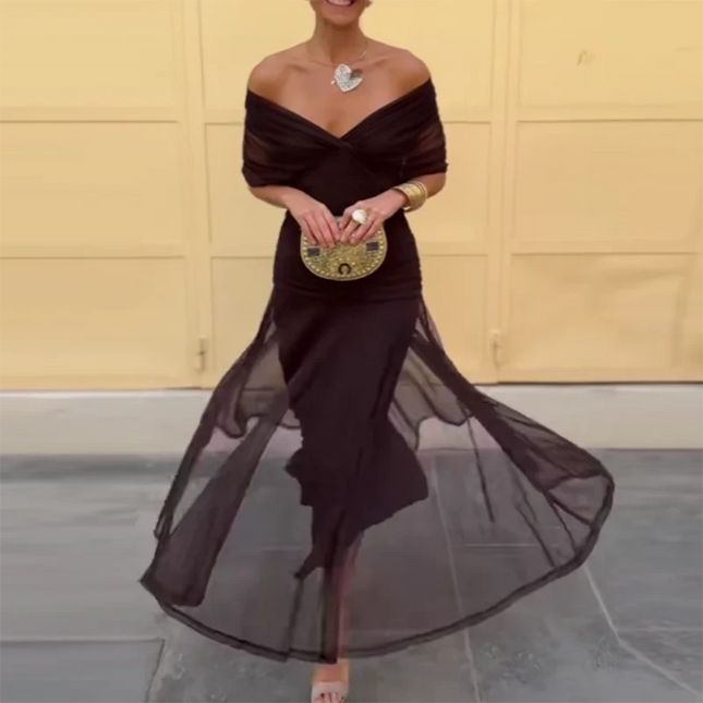 Abbigliamento donna elegante Abito plissettato a vita alta con stampa floreale Boho Nuovo abito a trapezio da cocktail con maniche a pipistrello a petto basso