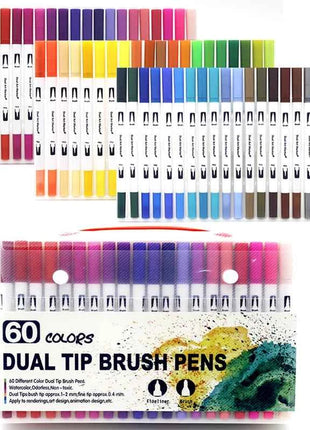 Set Pennarelli Manga Dual Tip 12/24/36/120 Colori Acquerello Fineliner per Calligrafia e Arte