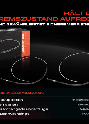 Freno di Stazionamento a Cavo Frankenberg 2x, Asse Posteriore, Entrambi i Lati, per VW Golf 5, 6; Audi A3; Skoda Octavia II, C661066, 1K0609721T