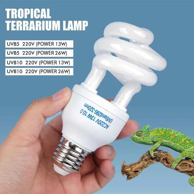 13W/26W UVB Pet Reptile Heating Lamps 5.0 10.0 Heat Lamp Energy Saving Light Turtle Lizard Snake Reptile UVB Heating Lights