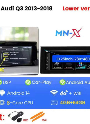8-Croe Car Wireless Carplay Android Auto For Audi Q3 2012-2018 Multimedia Video Player GPS smart car machine system