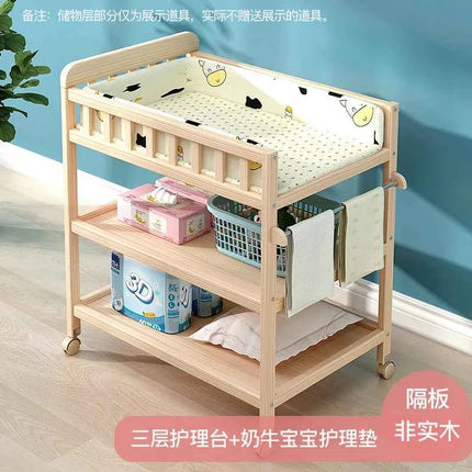 Diaper Changing Tables Solid Wood Baby Care Table Massage Bath Integrated Multifunctional Baby Bed Changing Table