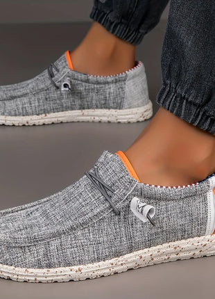 Men's Loafers Canvas Casual Shoes Breathable Comfortable Driving Shoes Vulcanized Flats Men's Walking Shoes