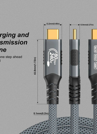 Cavo USB4 PD240W da 80 Gbps 16K tipo C per Thunderbolt 5 Cavo di ricarica rapida con funzionalità complete Trasferimento dati da USB C a C da 8K Thunderbolt4