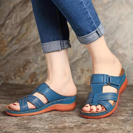 Sandali con Zeppa Donna Estate 2026 Premium Ortopedici Open Toe Vintage Antiscivolo in Pelle Casual con Plateau Stile Retrò