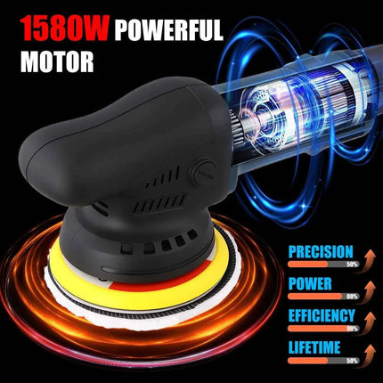 Podofo 1580W 5” Buffer Polisher Orbital Polisher 550-3300 RPM Polisher for Car Detailing Waxing Polishing