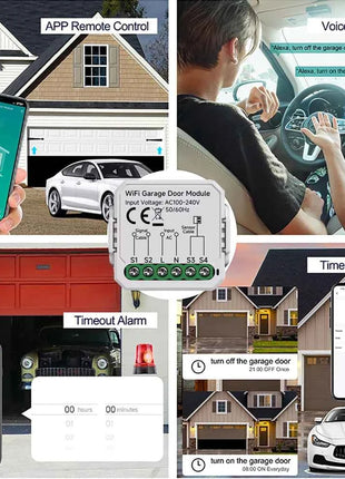 Tuya Mini WiFi Garage Door Opener Smart Life App Remote Voice Control Gate Door Switch module Works with Alice Alexa Google Home