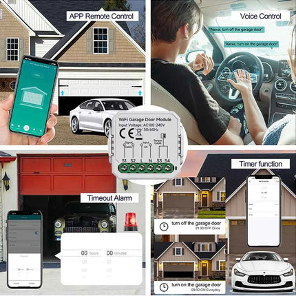 Tuya Mini WiFi Garage Door Opener Smart Life App Remote Voice Control Gate Door Switch module Works with Alice Alexa Google Home
