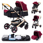 Multifunction 3 in 1 Baby Stroller with Car Seat and Sleeping Basket Baby Pram Lightweight Infant Pushchair Compact Folding Pram