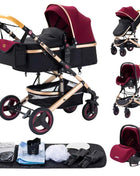 Multifunction 3 in 1 Baby Stroller with Car Seat and Sleeping Basket Baby Pram Lightweight Infant Pushchair Compact Folding Pram