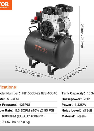 SucceBuy Air Compressor 750W/1450W/3000W Oil Free Air Compressor Quiet Portable Compressor Pump for Auto Repair Tire Inflation