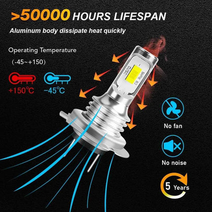 4PCS H7 LED Headlight KIT Combo Bulbs High Low Beam Super Bright White 6000K